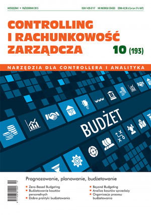 Controlling i Rachunkowość Zarządcza Wydanie 10/2015 - Prognozowanie, planowanie, budżetowanie